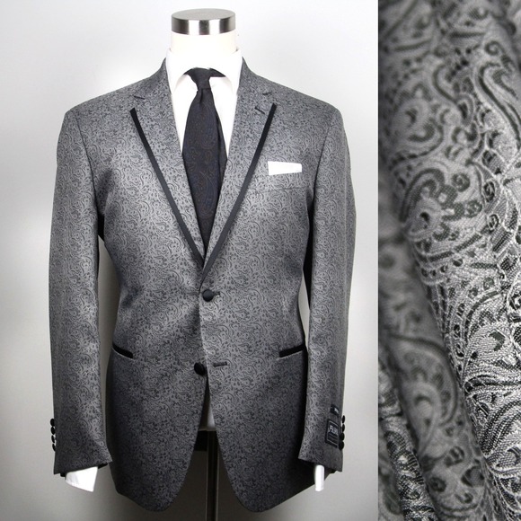 Jos. A. Bank Other - JOS A BANK Satin Edged Lapel Paisley Dinner Jacket 46R Blazer Tailored C080675